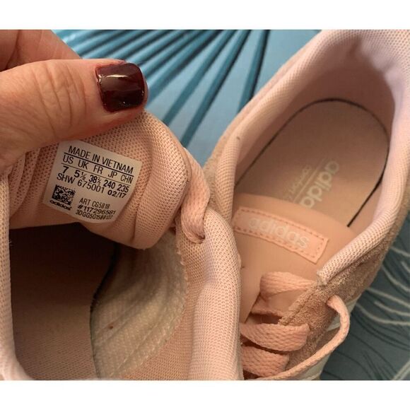 Adidas Neo Comfort Footbed  pink SUEDE SNEAKER GYM SHOES sz 7 - Picture 5 of 7